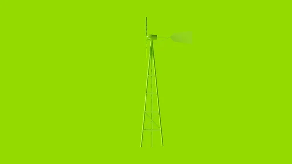 Green Old Traditional Farm Wind Turbine Front Illustrazione — Foto Stock