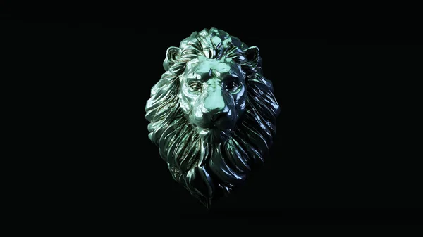 Silver Vuxen Hane Lejon Med Blå Grön Moody 80S Belysning — Stockfoto
