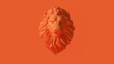 Orange Adult Male Lion Bust Sculpture Front 3d  clipart