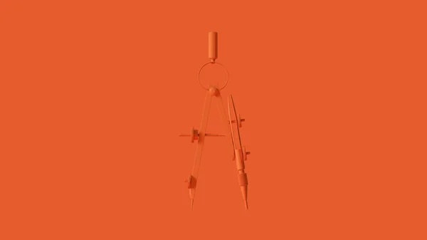 Orange Architekten Kompass Zeichenwerkzeug Illustration — Stockfoto