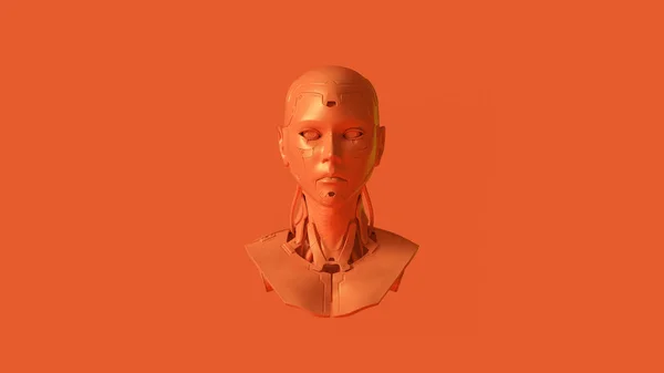 Anaranjado Cyborg Busto Ilustración Render — Foto de Stock