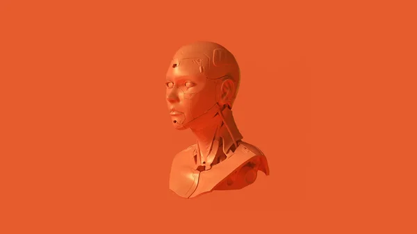 Orange Cyborg Bust Illustration Render — Stok Foto