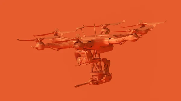 Orange Unmanned Aerial Vehicle Drone Illustration Render — Stock Photo, Image