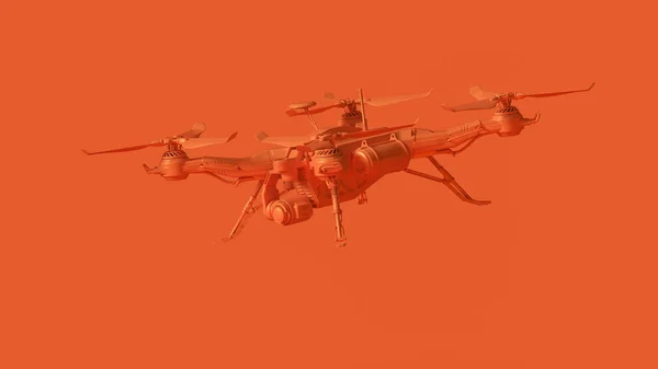 Oranžovo Bezpilotní Vzdušné Vozidlo Drone Ilustrace Vykreslení — Stock fotografie