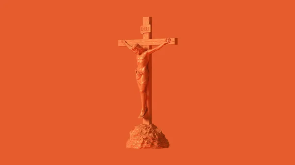 Orange Jésus Christ Sur Croix Avec Une Couronne Épines Jésus — Photo