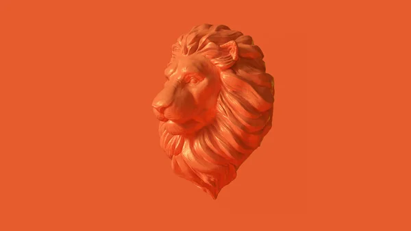 Laranja Adulto Masculino Lion Bust Escultura Frente — Fotografia de Stock