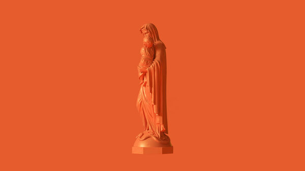 Orange Mary an Child Statue 3d illustration 3d render
