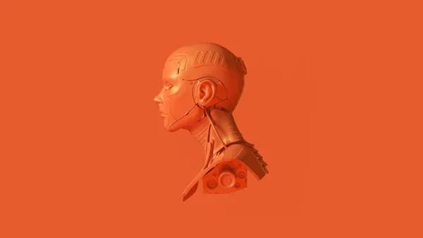 Anaranjado Cyborg Busto Ilustración Render — Foto de Stock