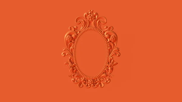 Orange Antique Ellipse Baroque Frame 3d illustration 3d render