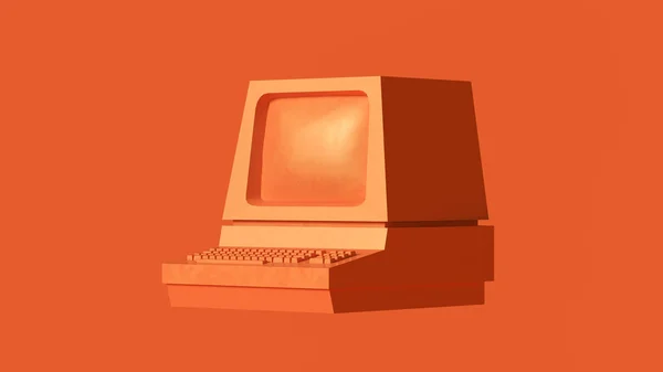 Pomarańczowy Vintage Komputer Ilustracja — Zdjęcie stockowe