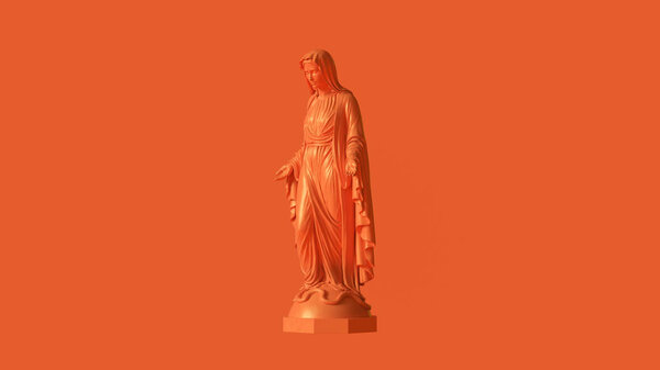 Orange Virgin Mary Mother of Jesus Statue 3d illustration 3d render