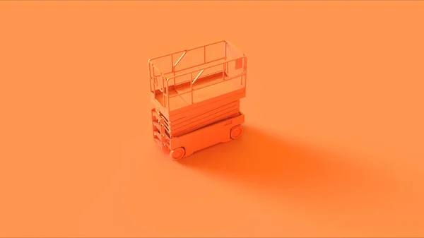 Plate Forme Travail Aérien Orange Scissor Lift Illustration Abaissée Rendu — Photo