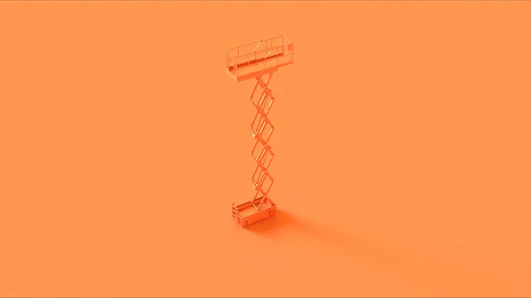 Orange Scissor Lift Aerial Work Platform Raised 3d illustration 3d render
