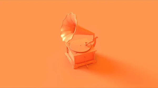 オレンジヴィンテージグラモフォン3Dイラスト3Dレンダー — ストック写真