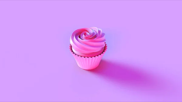 Kis Pink Rosette Muffin Cake Illusztráció Render — Stock Fotó