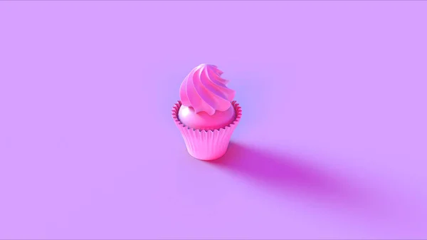 Kleine Roze Rozet Muffin Cake Illustratie Renderen — Stockfoto