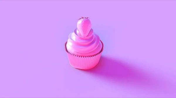 Pink Luxus Eper Cupcake Illusztráció — Stock Fotó