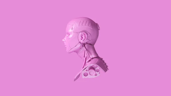 Pink Cyborg Busto Ilustração Render — Fotografia de Stock