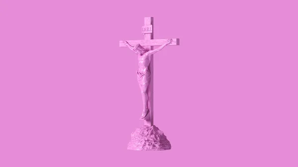 Pink Jezus Christus Aan Het Kruis Met Een Kroon Van — Stockfoto