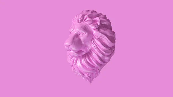 Scultura Del Busto Del Leone Maschio Adulto Rosa Anteriore — Foto Stock