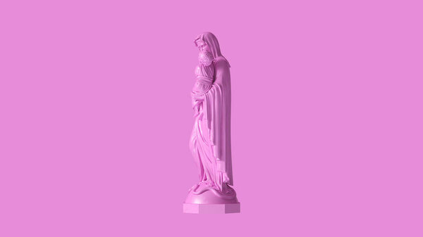 Pink Mary an Child Statue 3d illustration 3d render