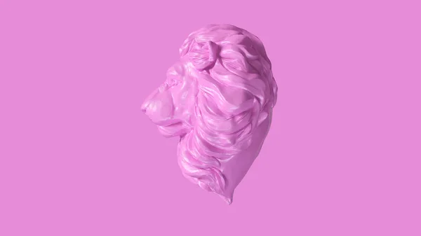 Rosa Adulto Masculino Lion Bust Escultura Frente — Fotografia de Stock