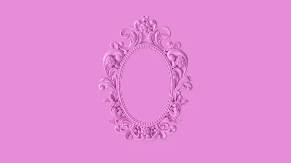 Pink Antique Ellipse Baroque Frame 3d illustration 3d render