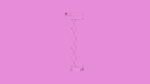 Pink Scissor Lift Antenne Werk Platform Verhoogd Illustratie Renderen — Stockfoto