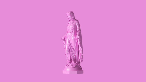 Pink Virgin Mary Mother of Jesus Statue 3d illustration 3d render