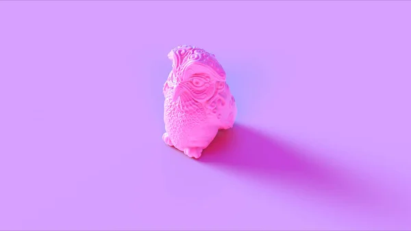 粉红猫头鹰希腊女神雅典娜的传奇猫头鹰布博3D插图3D渲染 — 图库照片