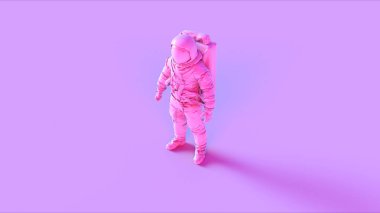 Pembe Uzay Adamı Astronot Kozmonot 3d illüstrasyon 3d render 
