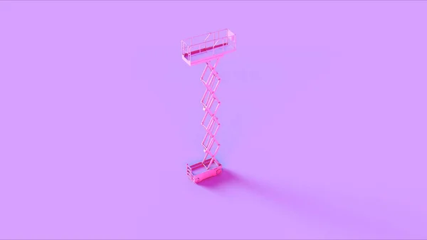 Pink Scissor Lift Aerial Work Platform Raised Иллюстрация Рендер — стоковое фото