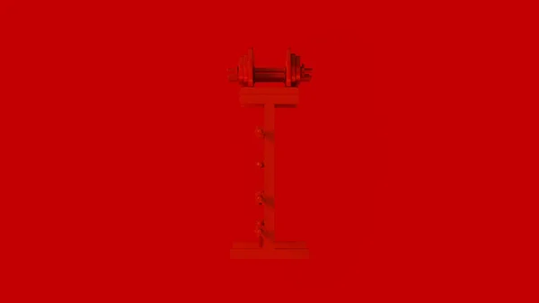 Red Barbell Dumbbell Rack Ilustración Renderizado —  Fotos de Stock