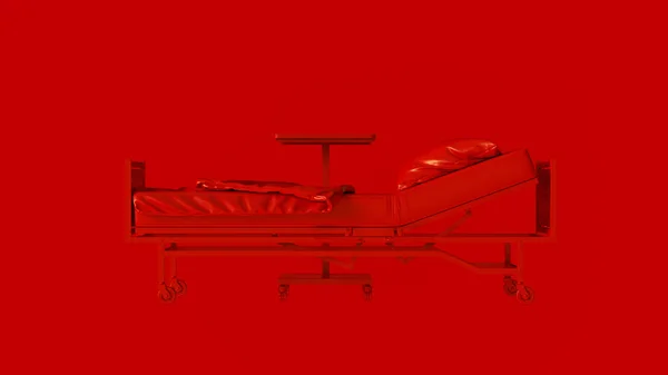 Letto Ospedale Rosso Con Comodino Illustrazione Rendering — Foto Stock