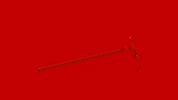 Κόκκινη Γωνιακά Καθίσει Επάνω Πάγκο Απεικόνιση Απόδοση — Φωτογραφία Αρχείου