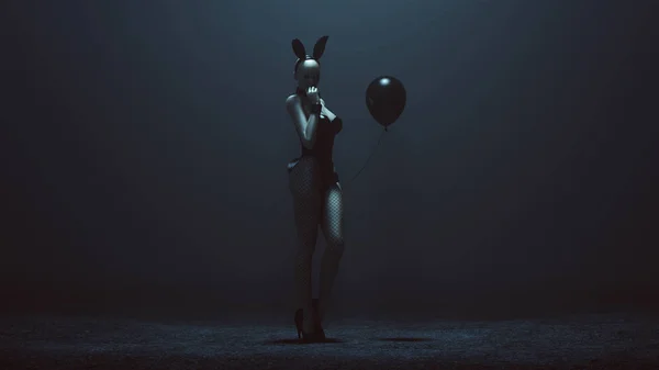 Siyah Lateks Fishnets Siyah Balon Illüstrasyon Render Demon Vampire Bunny — Stok fotoğraf