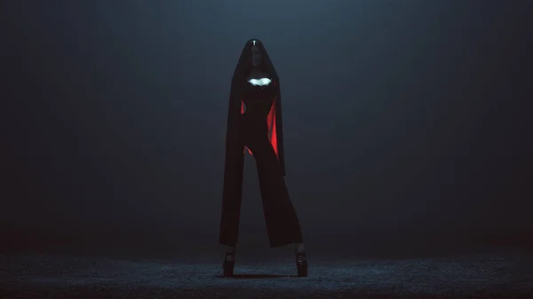 Futuristische Demon Assassin Een Korset Broek Pak Met Een Sluier — Stockfoto