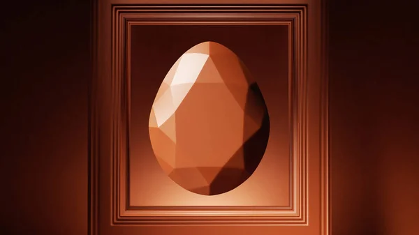 Huevo Pascua Con Forma Diamante Chocolate Con Marco Ilustración Render —  Fotos de Stock
