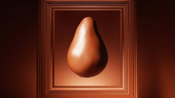 Chocolate Avocado Pear Shaped Easter Egg with Picture Frame 3d illustration 3d render