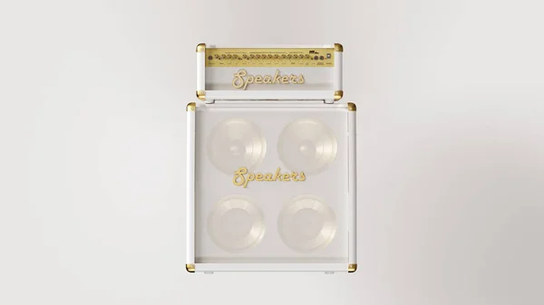 White and Gold Concert Speaker 3d illustration