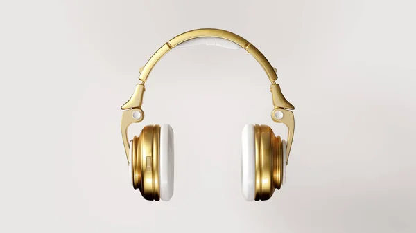 White Gold Modern Headphones Illustration Render — Stock Photo, Image