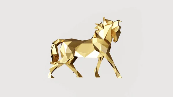 Gold Polygon Pferd Illustration Rendering — Stockfoto