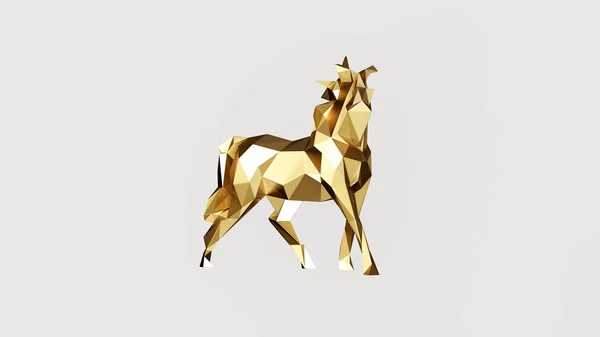 Gold Polygon Pferd Illustration Rendering — Stockfoto