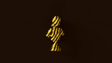Yellow and Black Chevron Hazard Pattern Bust Sculpture 3d illustration clipart