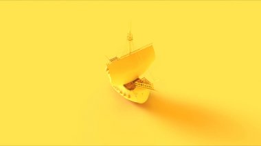 Yellow Pirate Ship 3d illustration 3d rendering  clipart