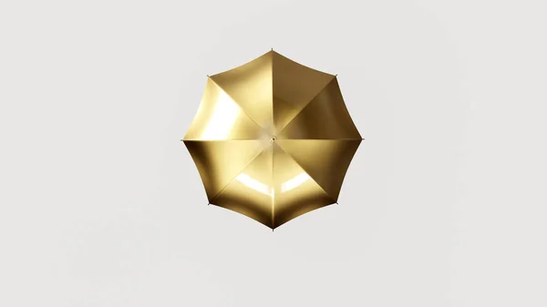 white Gold Umbrella 3d illustration