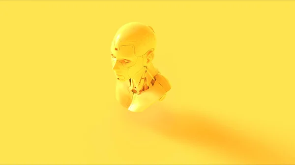 Giallo Cyborg Busto Illustrazione Rendering — Foto Stock