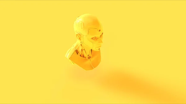 Yellow Cyborg Bust Illustration Render — 스톡 사진