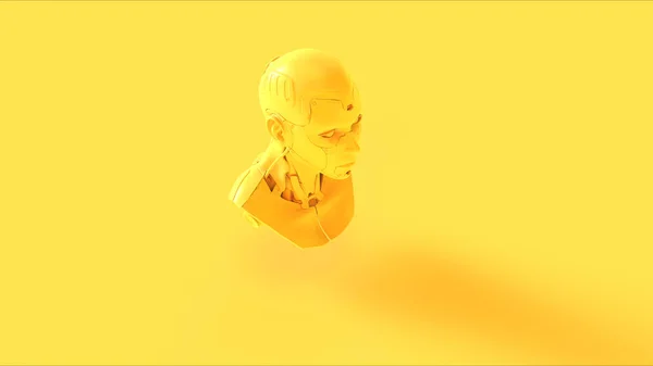 Giallo Cyborg Busto Illustrazione Rendering — Foto Stock