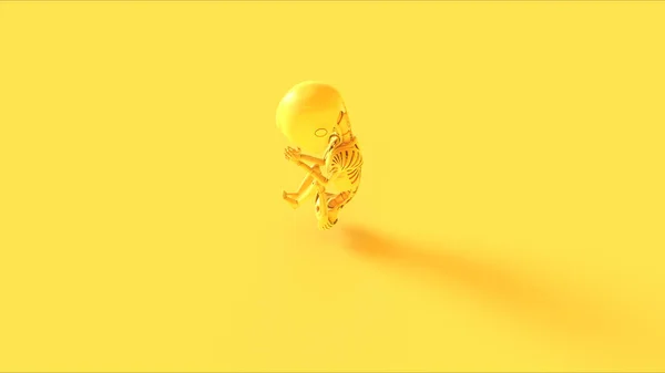 Yellow Futuristic Artificial Intelligence Embryo Baby Illustration Render — стоковое фото